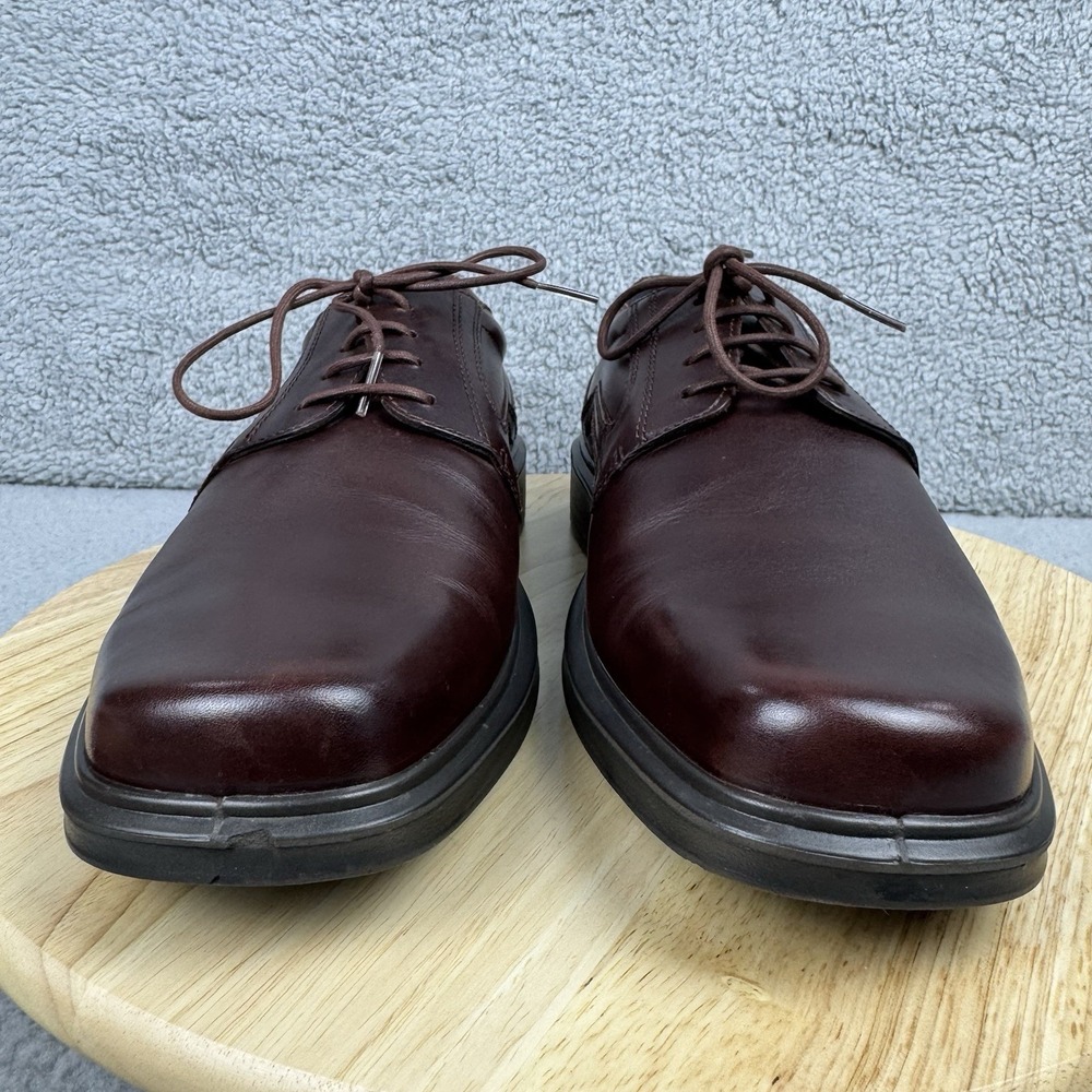 Ecco Shoes Mens US 12/12.5 EU 46 Brown Leather Oxford Loafer Helsinki Lace Up - Picture 2 of 13